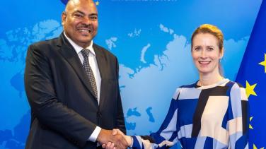 Minister Kombo meets with HRVP Kaja Kallas.
