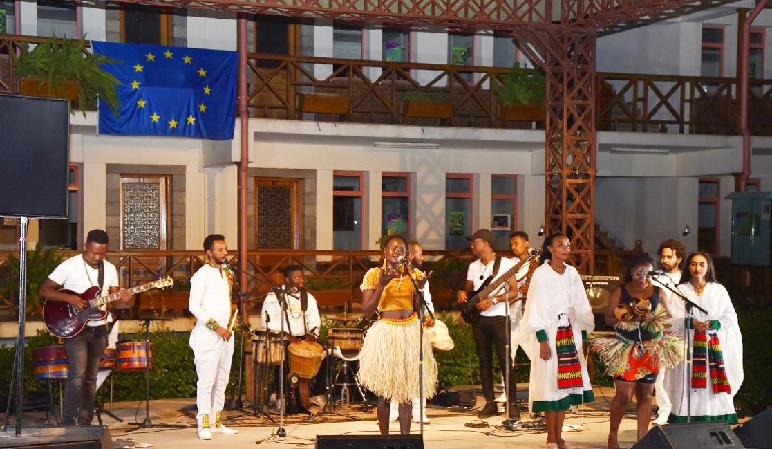 Music group performing on stage