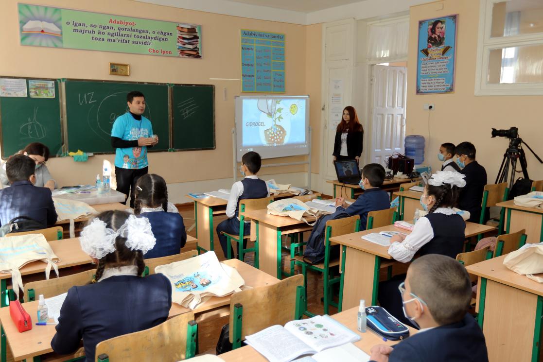 Teacher speaking in front of the class