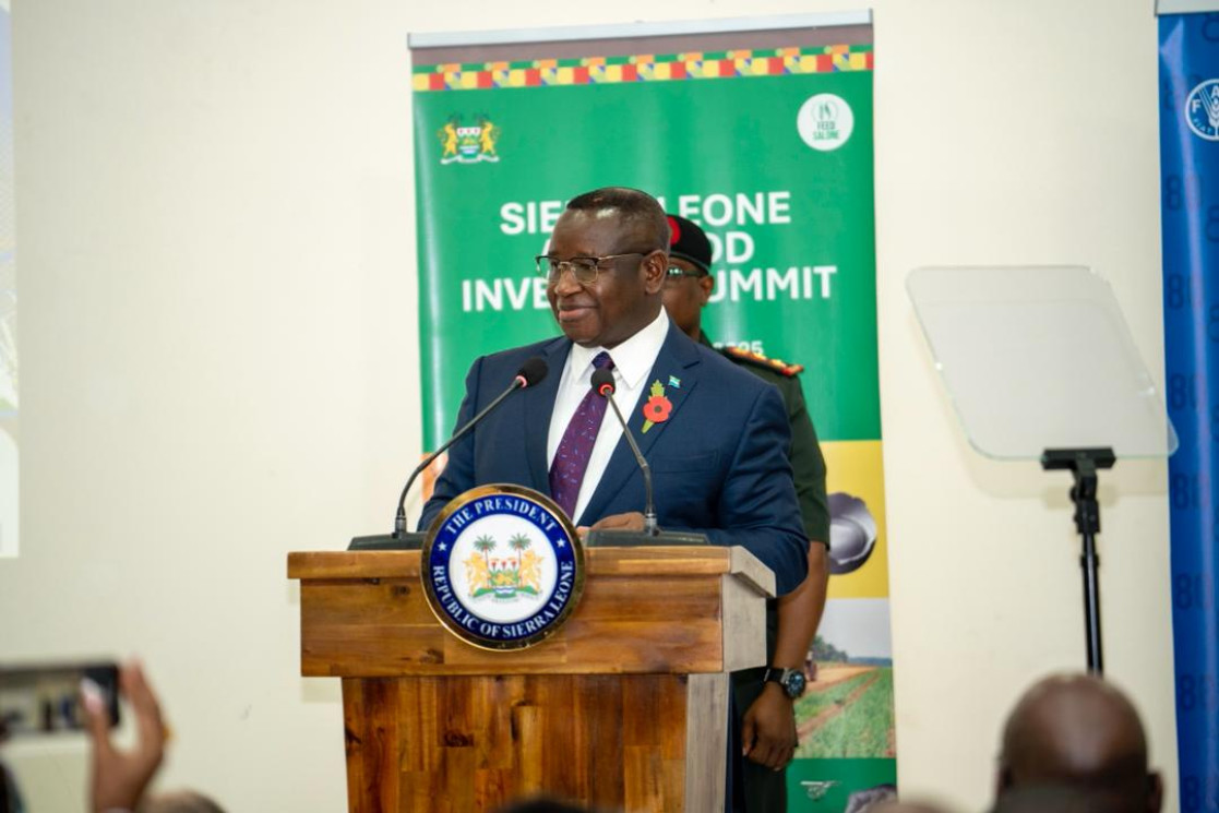 H.E President Bio addressing the summit 