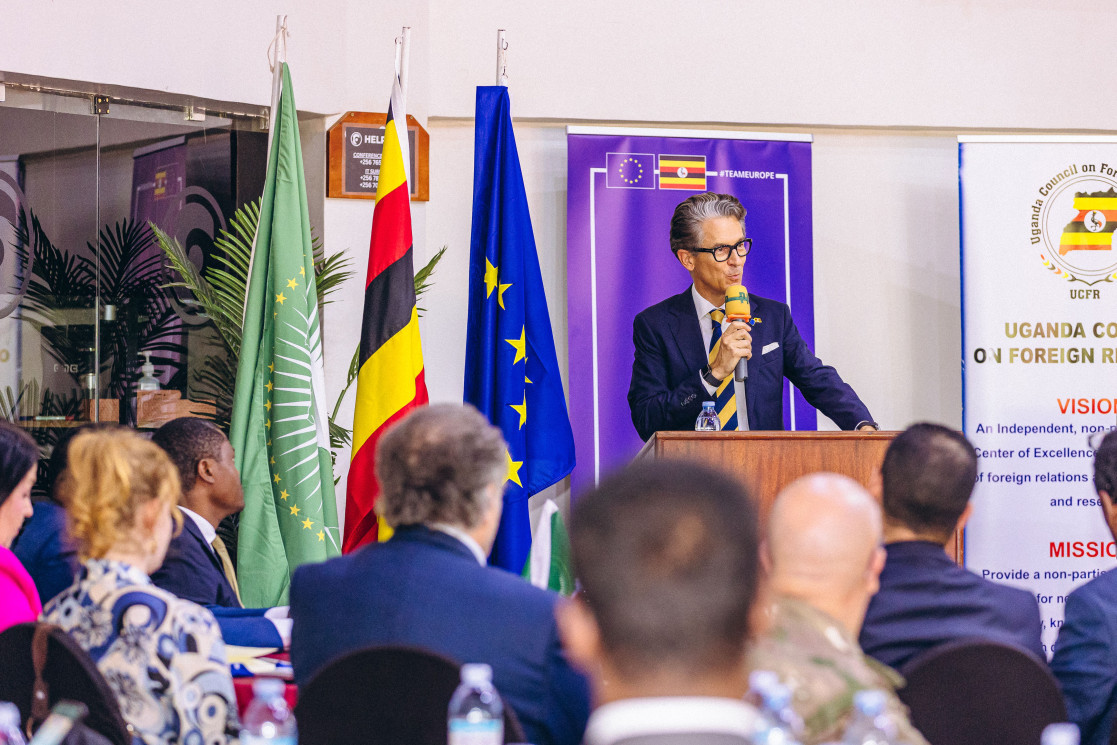 EU Ambassador Jan Sadek addressing guests AU-EU panel debate