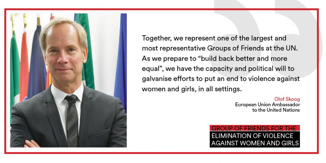 Photo and phrase of Olof Skoog to elimination the violence agains women and girls