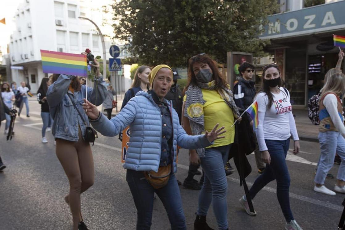 Two women during a protest