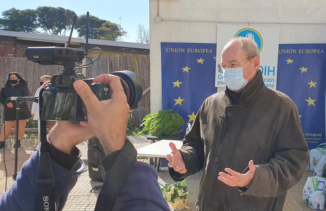 Man being photographed