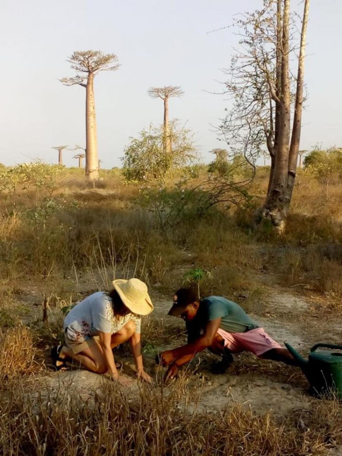 Two people working in the countryside