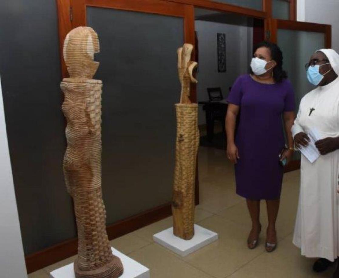 Visitors at an exhibition