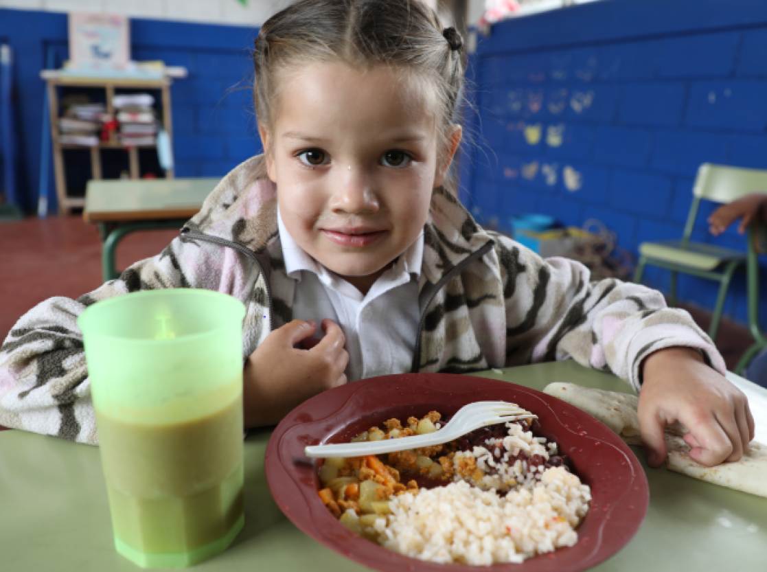 A little girl having lunch