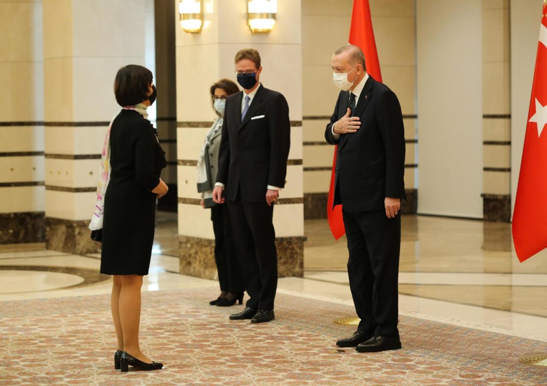 group of people welcoming on a protocolar way