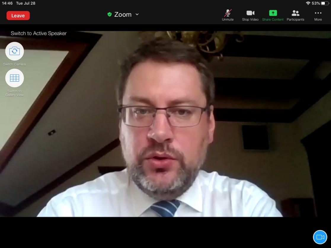 Man during a video call