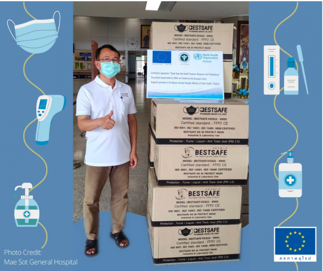 Man posing next to stacked boxes