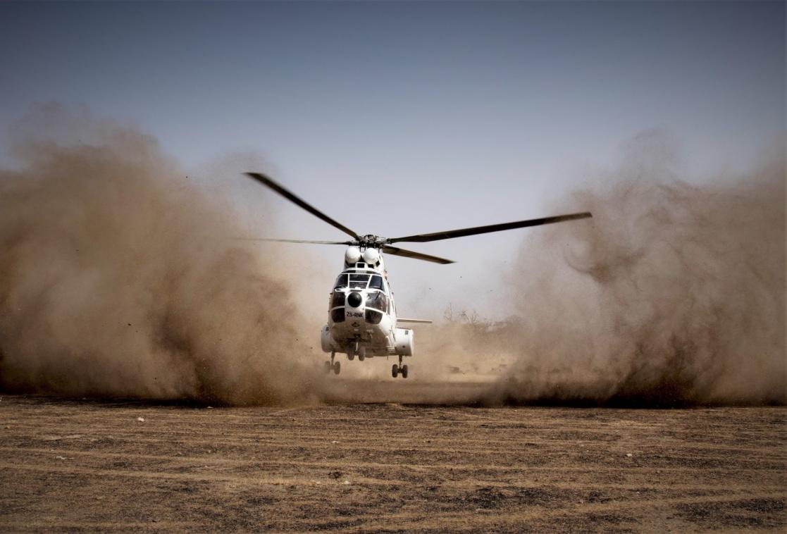 Helicopter taking off