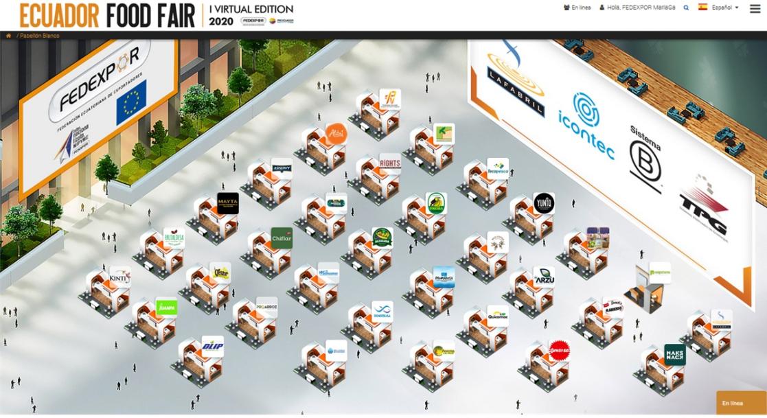 Stands in the Ecuador virtual food fair 
