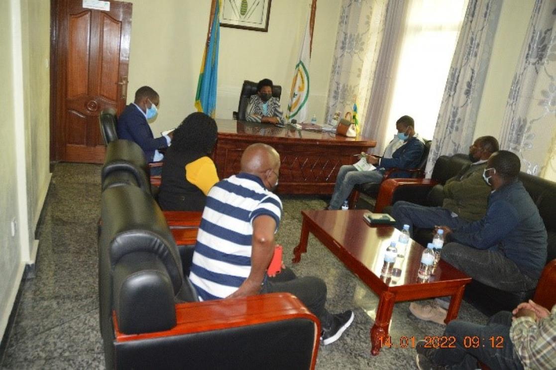 Group of people talking in an office