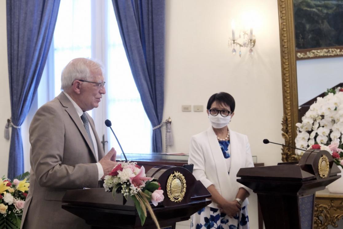 Borrell during a meeting in Indonesia