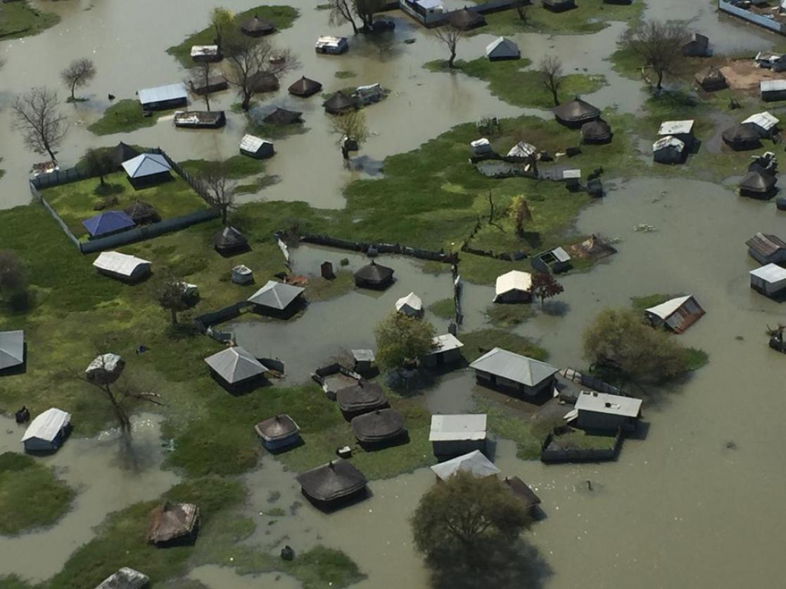 Aerial photo of a flood