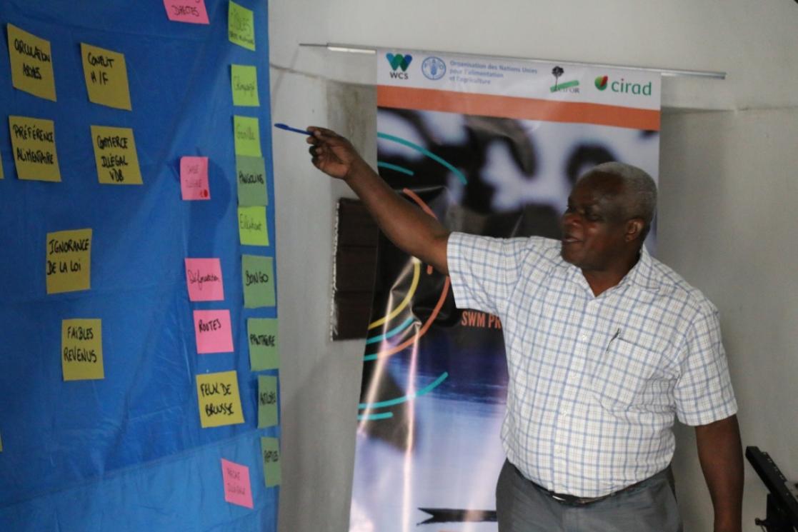 person pointing at a board