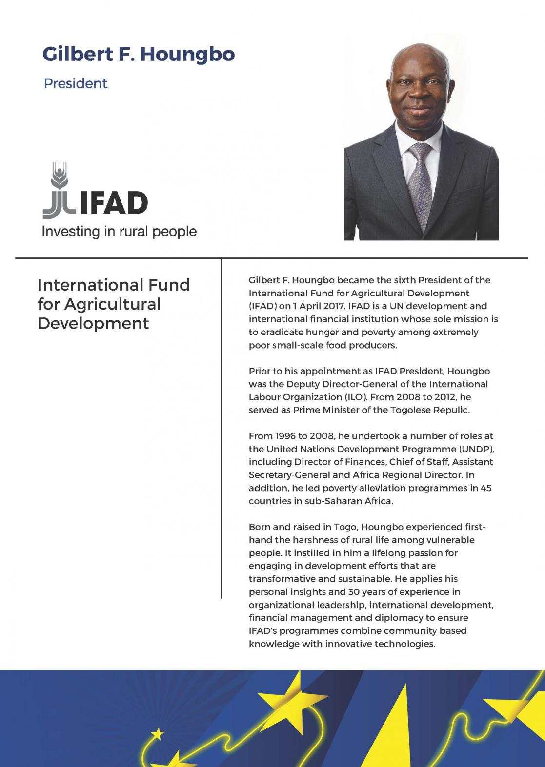 Info sheet about the president Houngbo