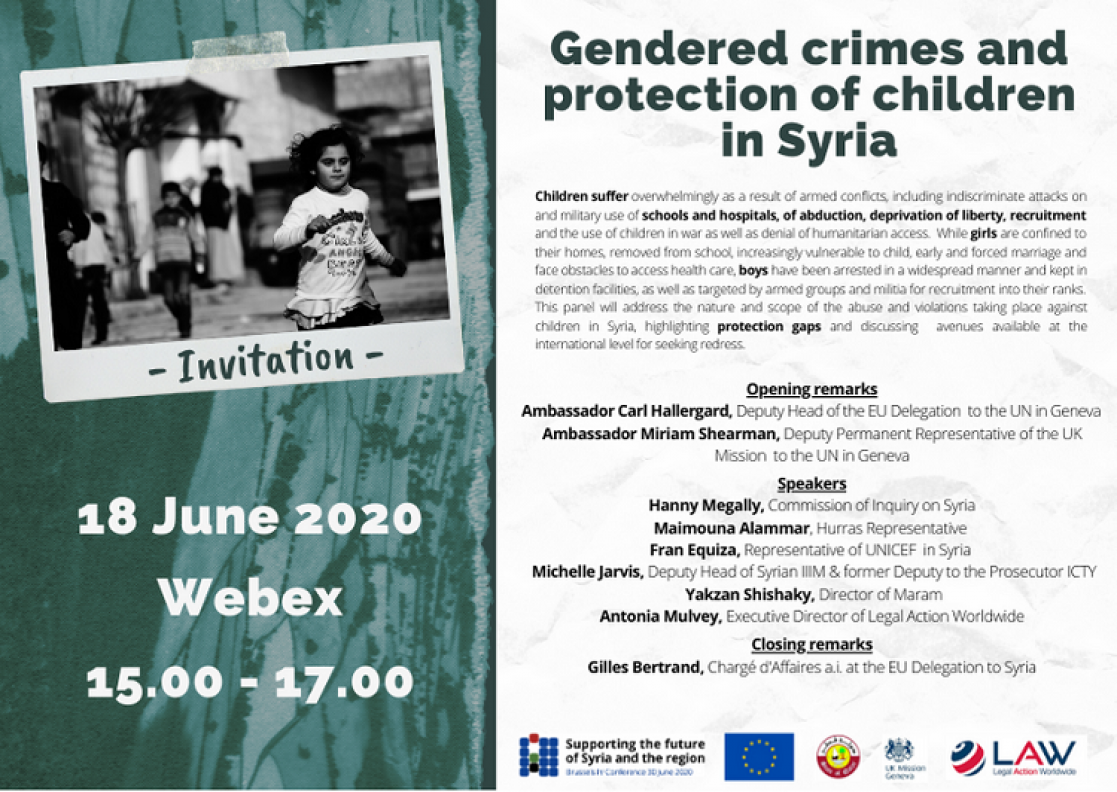 Gendered crimes and protection of children in Syria  invitation with information