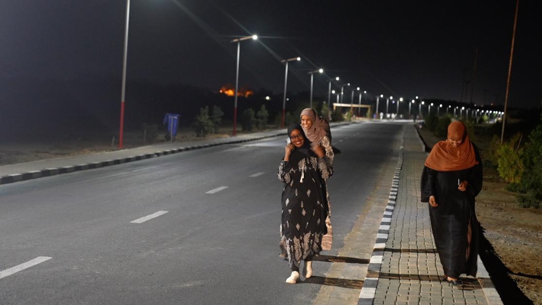 Residents who used to be afraid of going out in the dark now walk around the streets  at night.