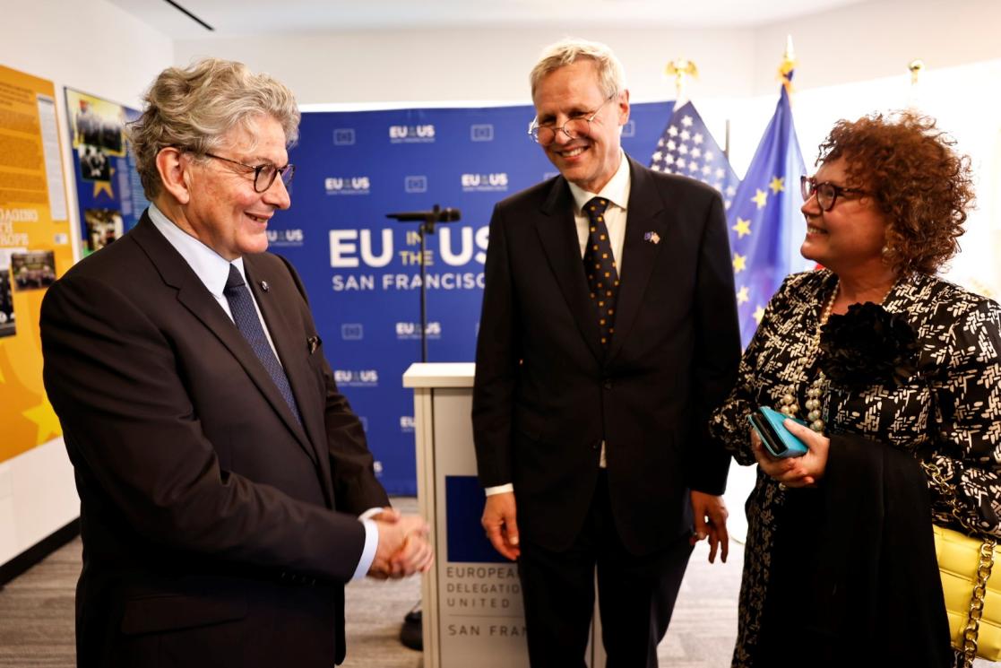 Commissioner Breton and Gerard de Graaf at the EU's San Francisco office