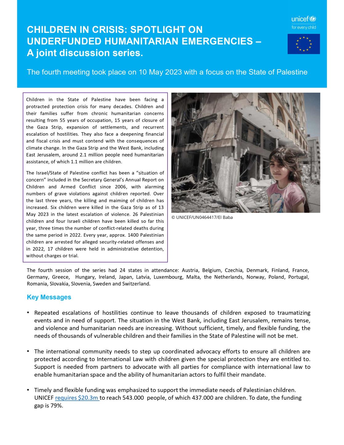EU-UNICEF Humanitarian Discussion on Palestine