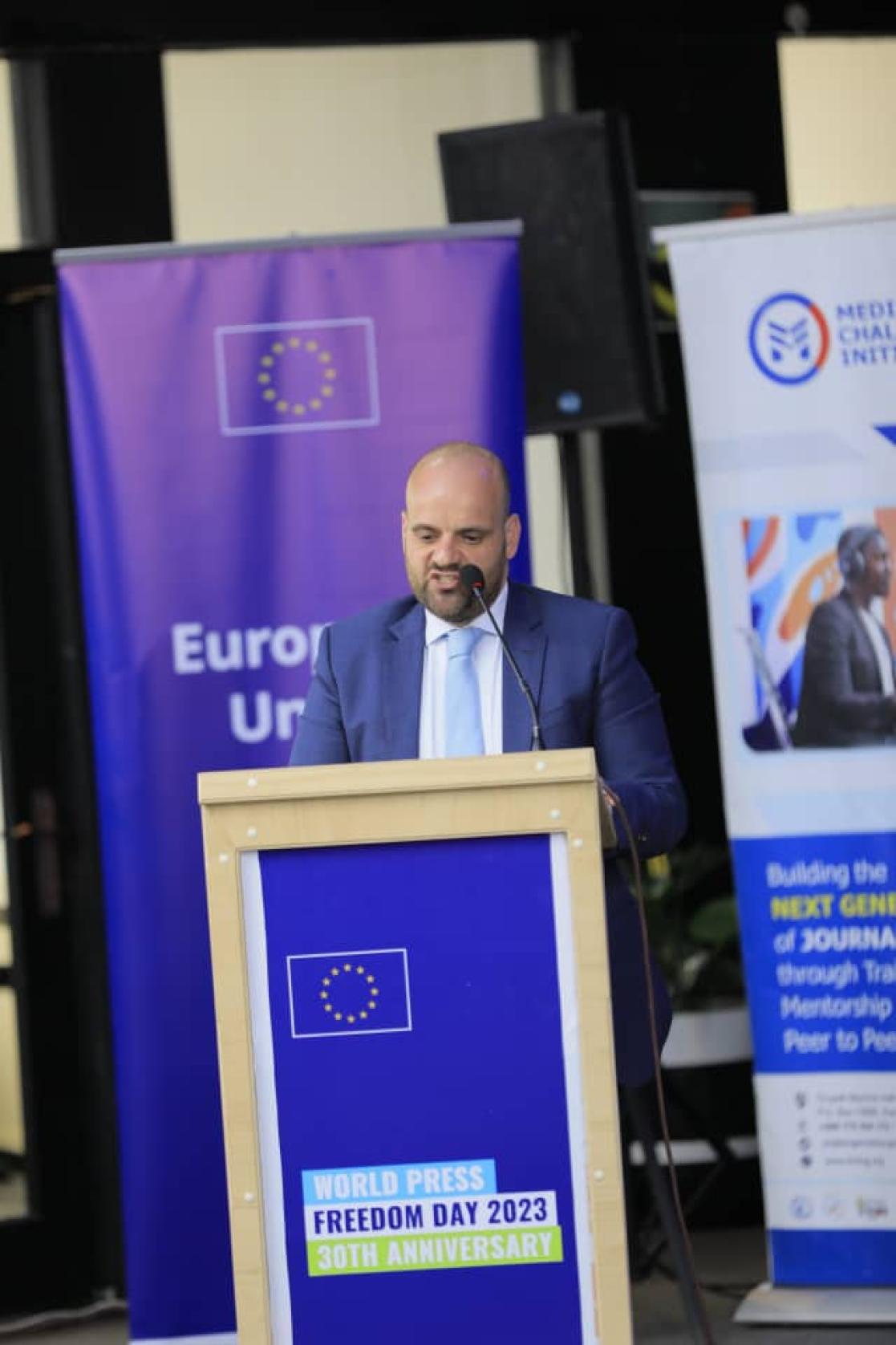 EU Deputy Ambassador Guillaume Chartrain 2023 World Press Freedom Day debate