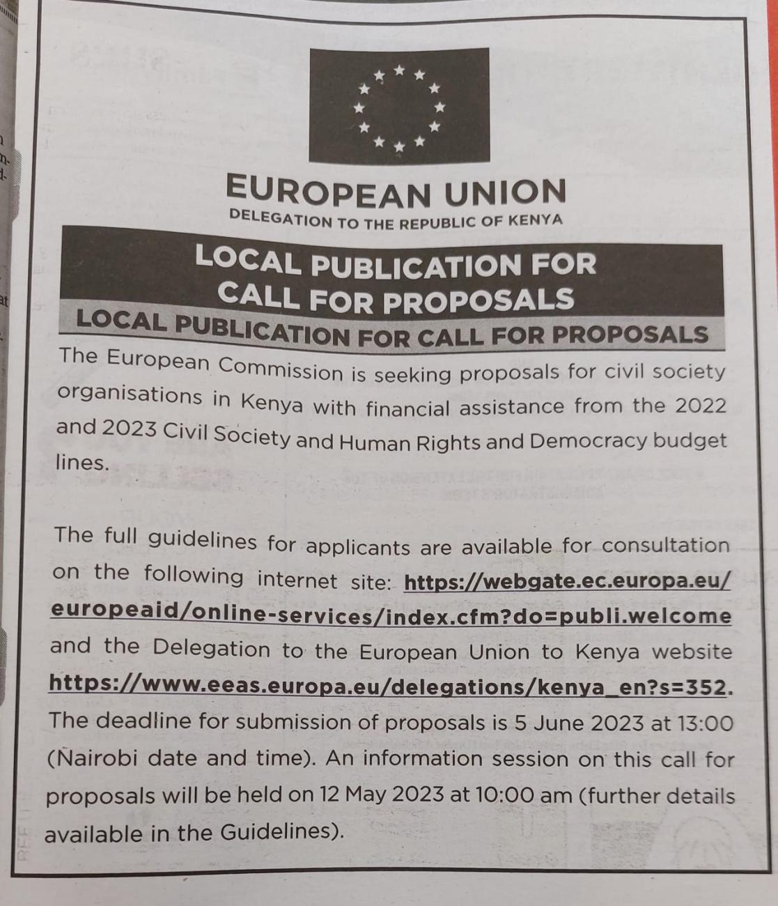 EU Delegation launched call for proposals 