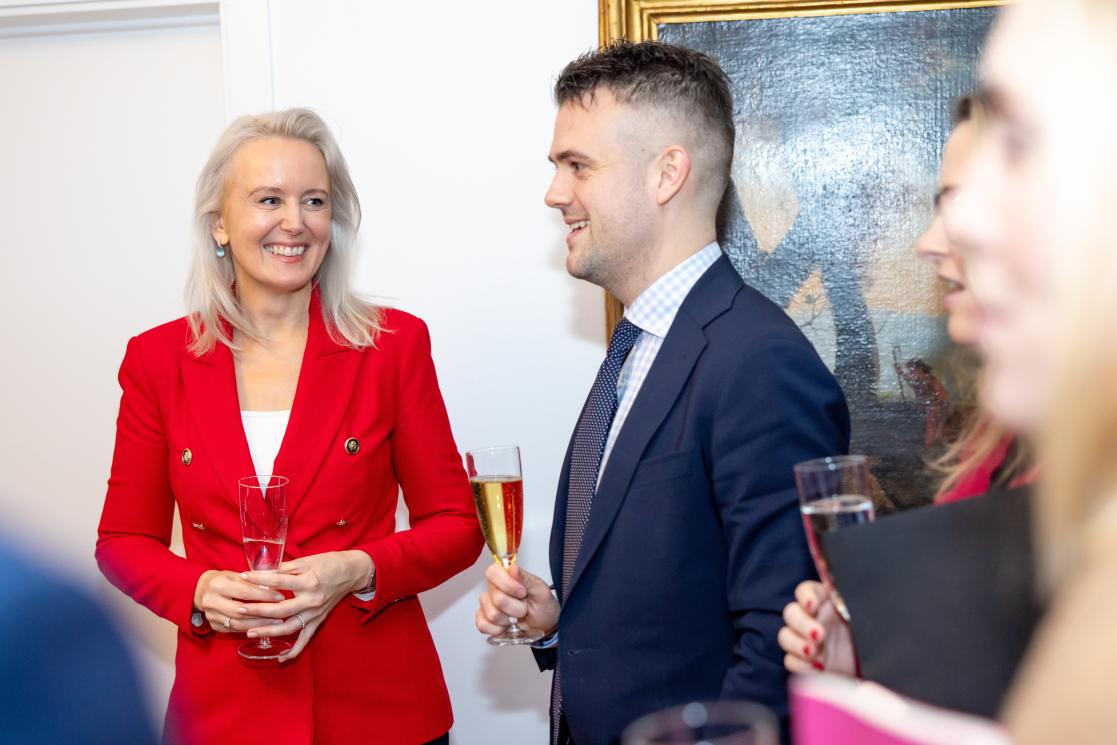 Ambassador lucie speaking to a political advisor of the MFA