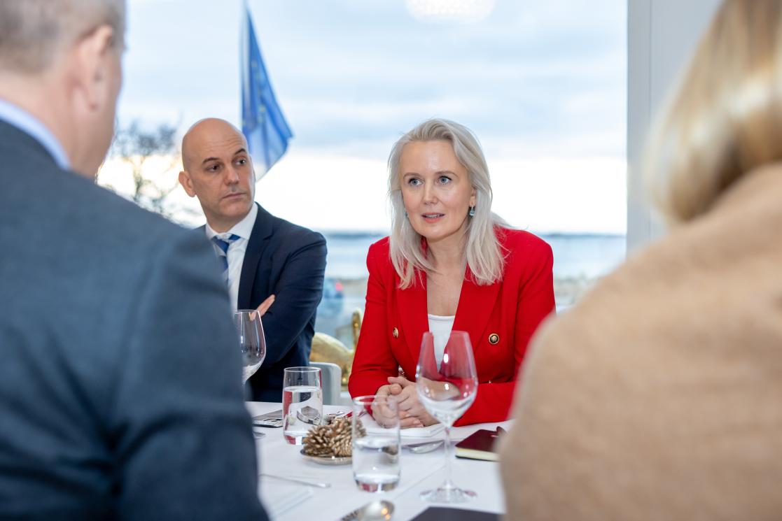 Ambassador Lucie speaking to the Minister