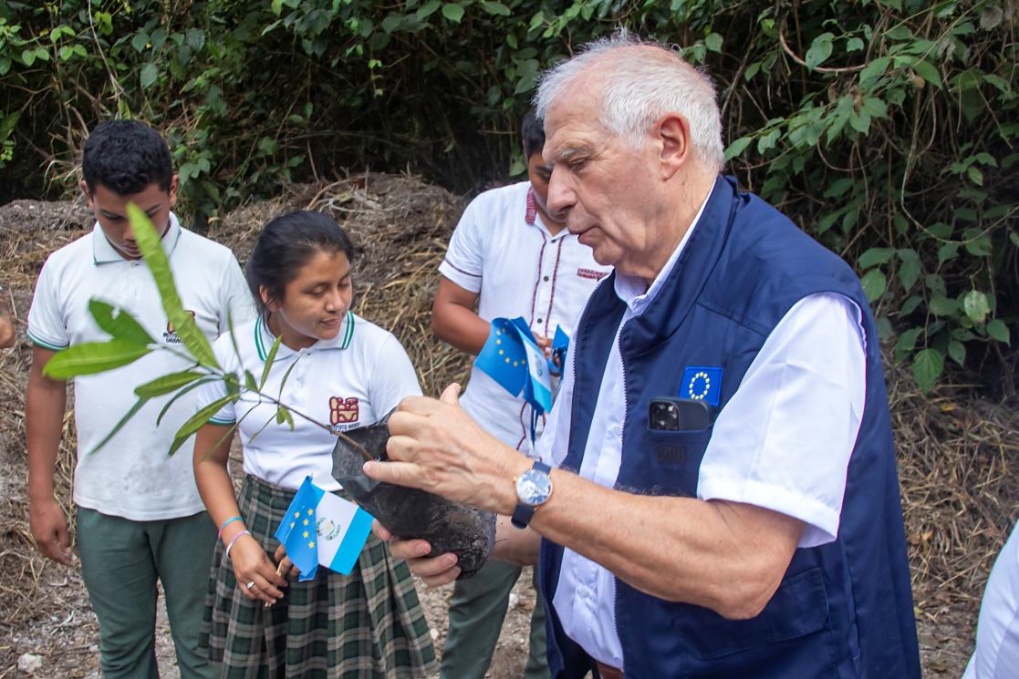 Planting a Caoba Peppermint Ramon trees _HRVP Mission to GT