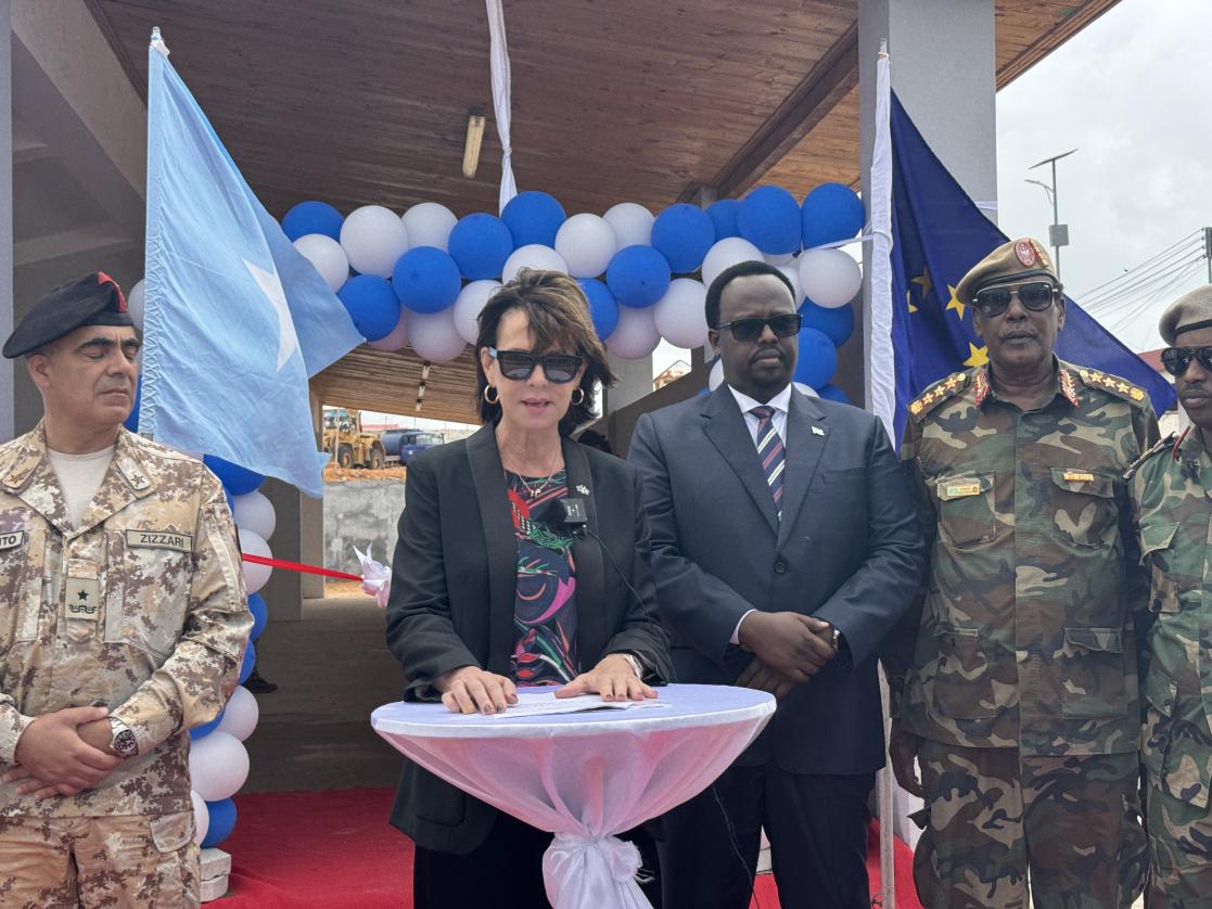 EU Ambassador Karin Johansson delivers opening remarks at the inauguration of new training facilitie