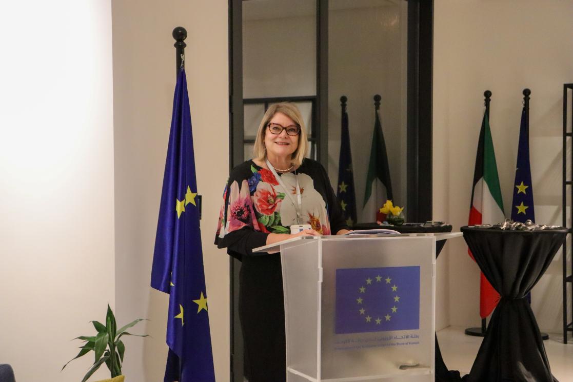 EU Ambassador Anne Koistinen addressing the public during the reception hosted at the EU Residence