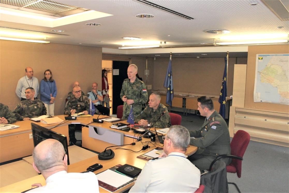 Senior military officers in planning conference at Milex HQ