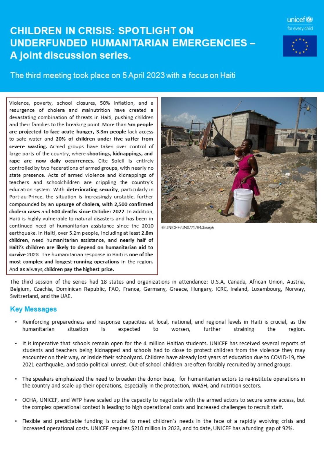 EU-UNICEF Key Messages on Haiti