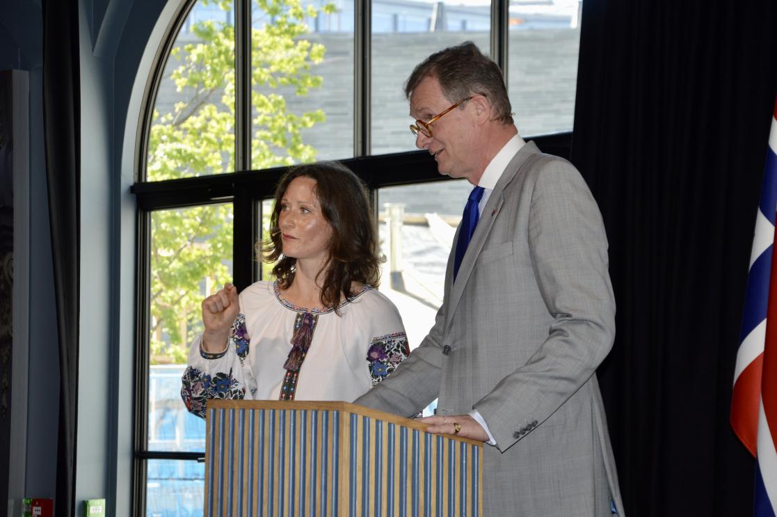 Ambassador de La Grandville with State Secretary Maria Varteressian