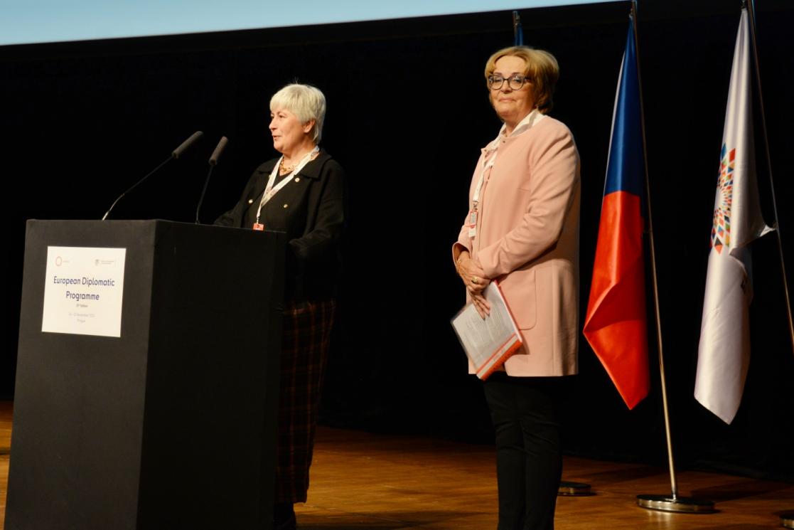 Two women standing
