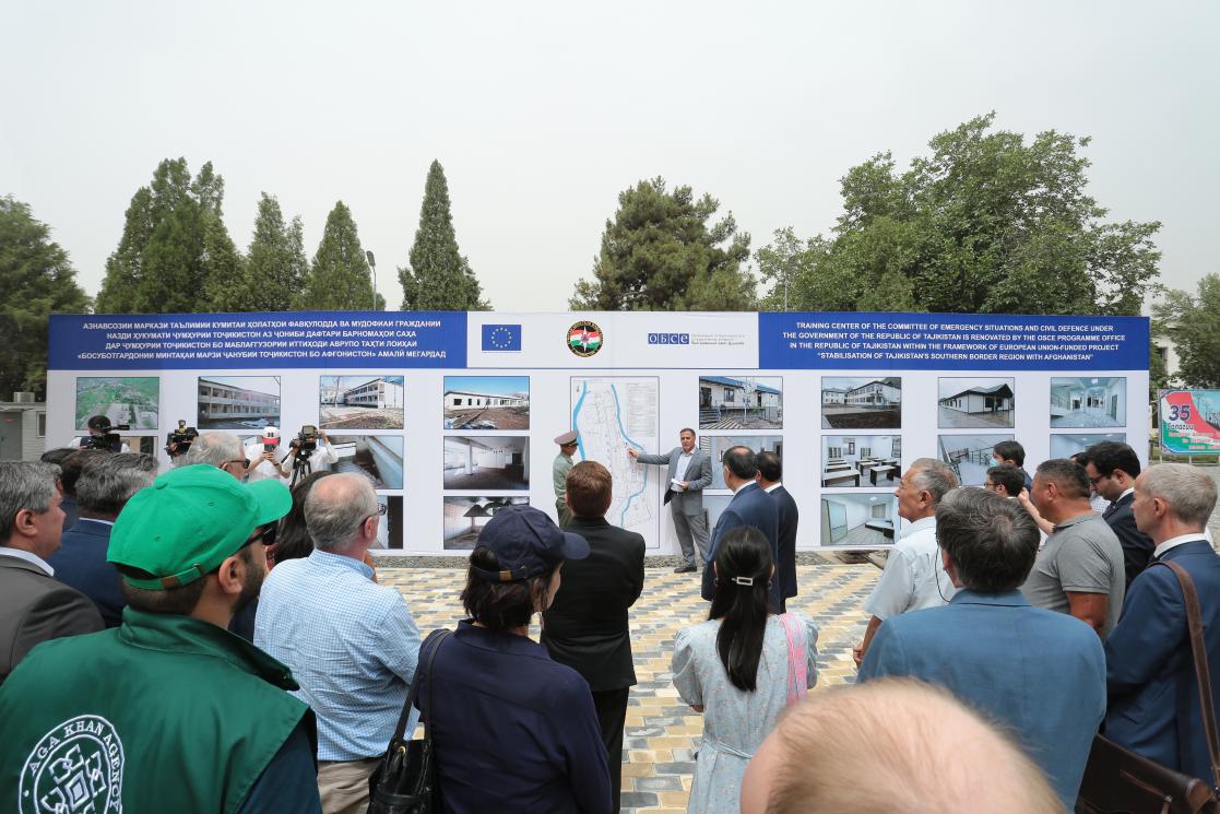EU Ambassador to Tajikistan at the opening of the EU-funded Karatagh Training Centre for rescuers