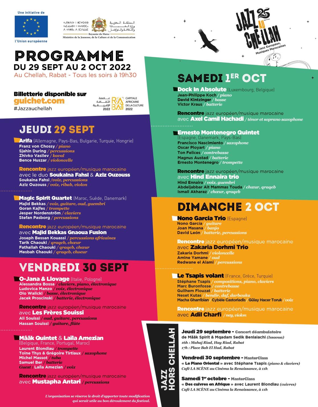 programme jazz au chellah 2022