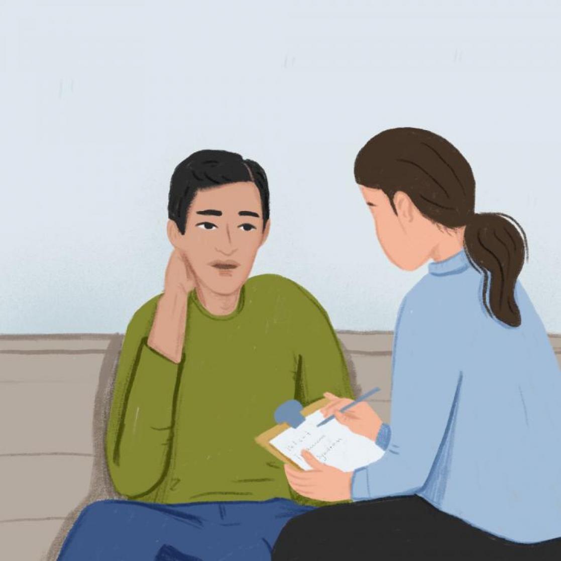 Illustration at the psychologist
