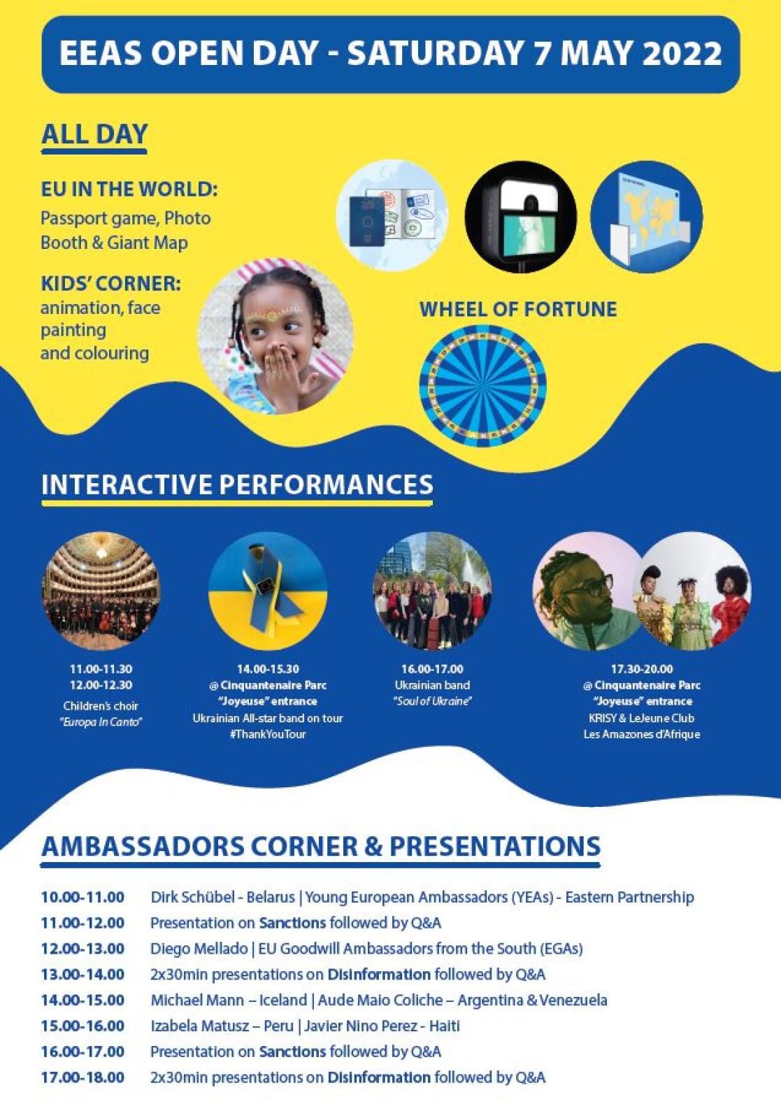 Open Day Programme list of activities