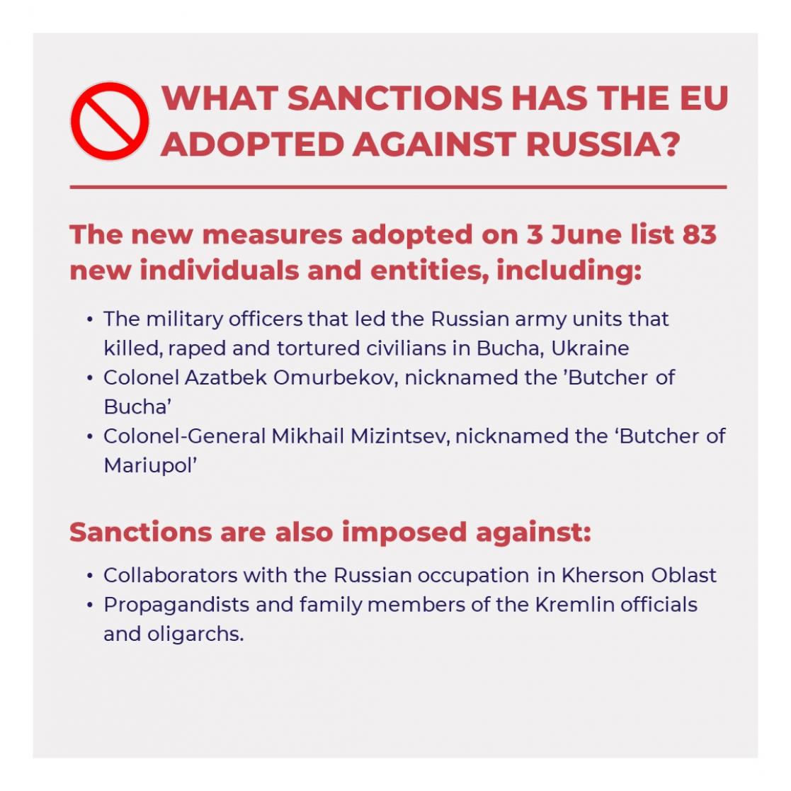 what sanctions has the EU adopted against Russia