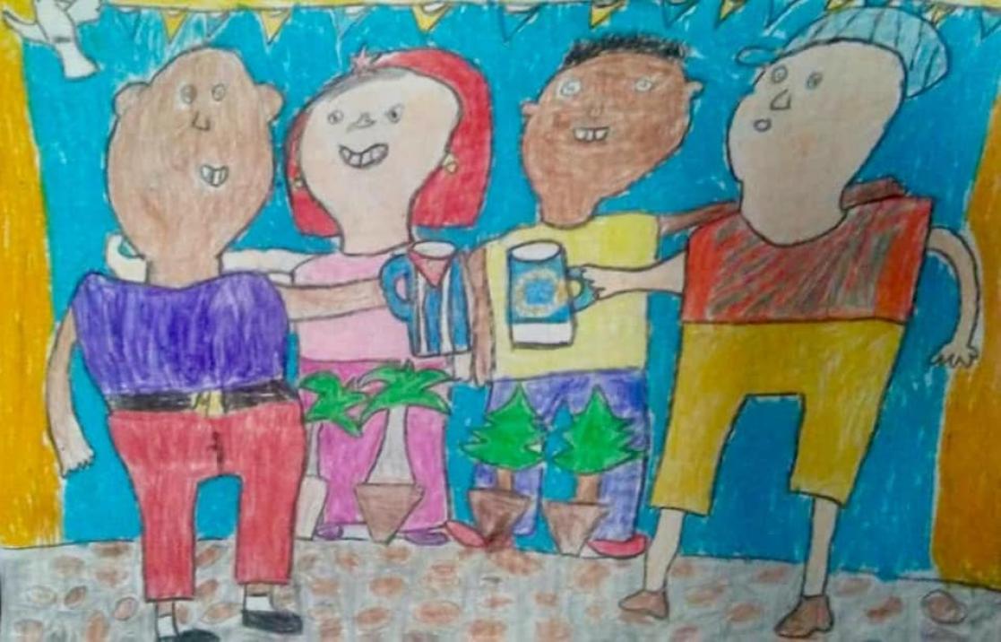 Drawing of four people