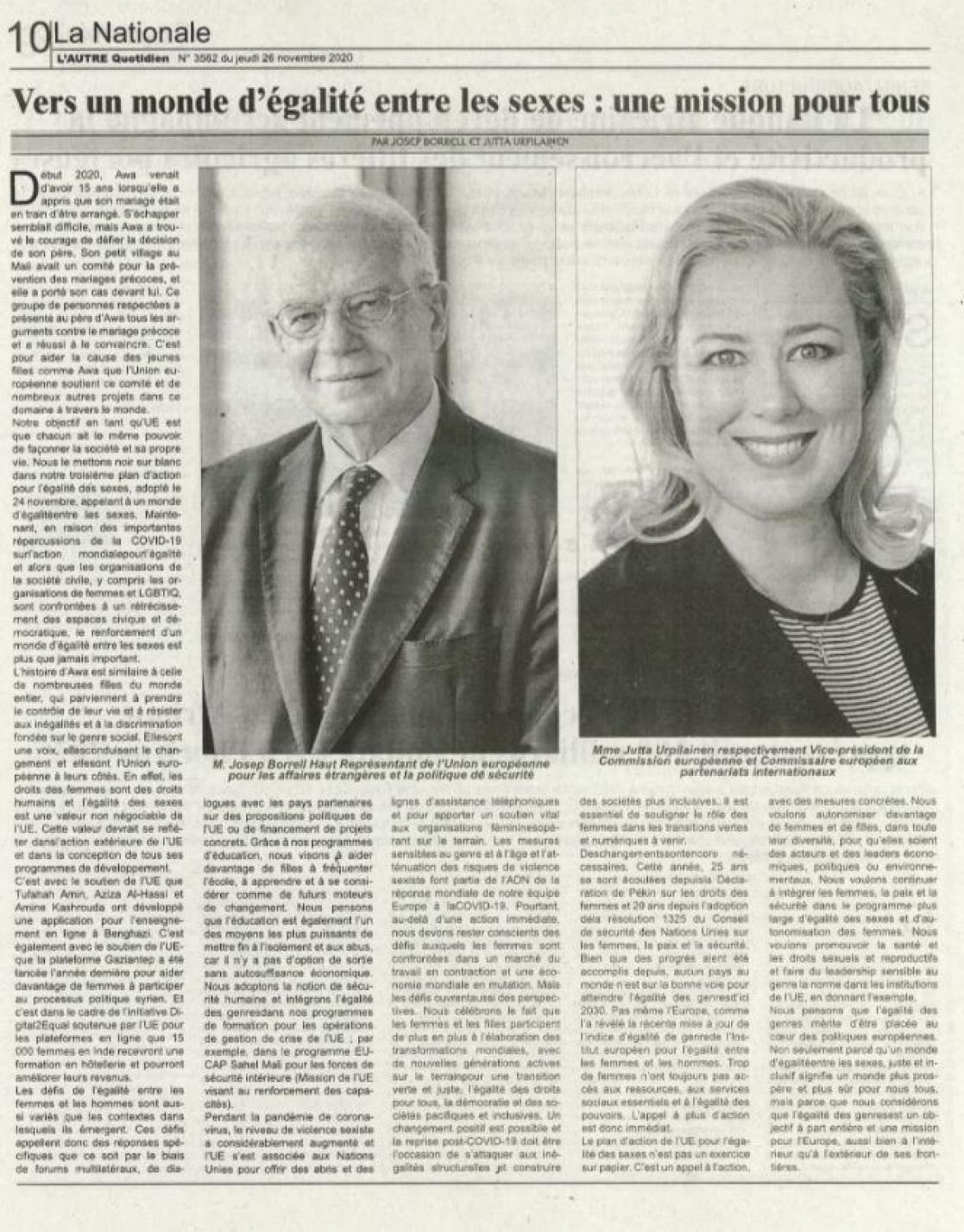 A page of a newspaper