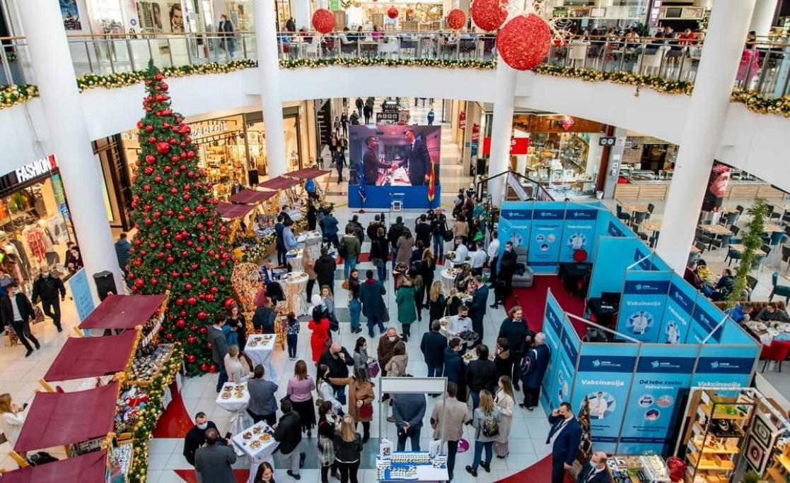 Christmas market inside a shopping mall