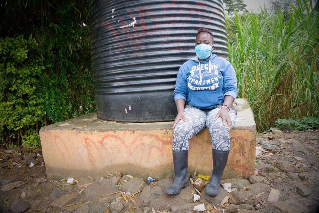 Woman with a protective mask
