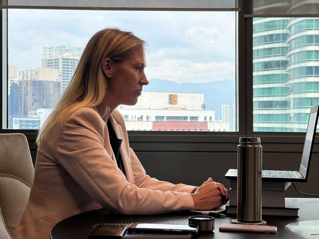 Woman working with a laptop