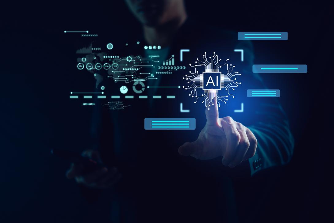 Abstract representation of AI and human-centric engagement.