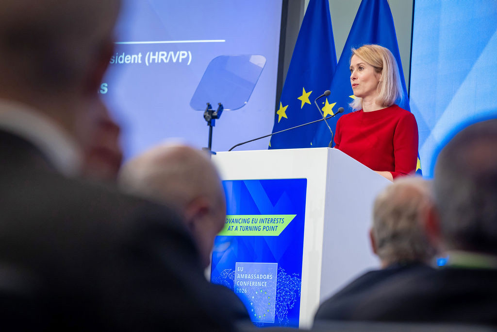 Kaja Kallas at the podium