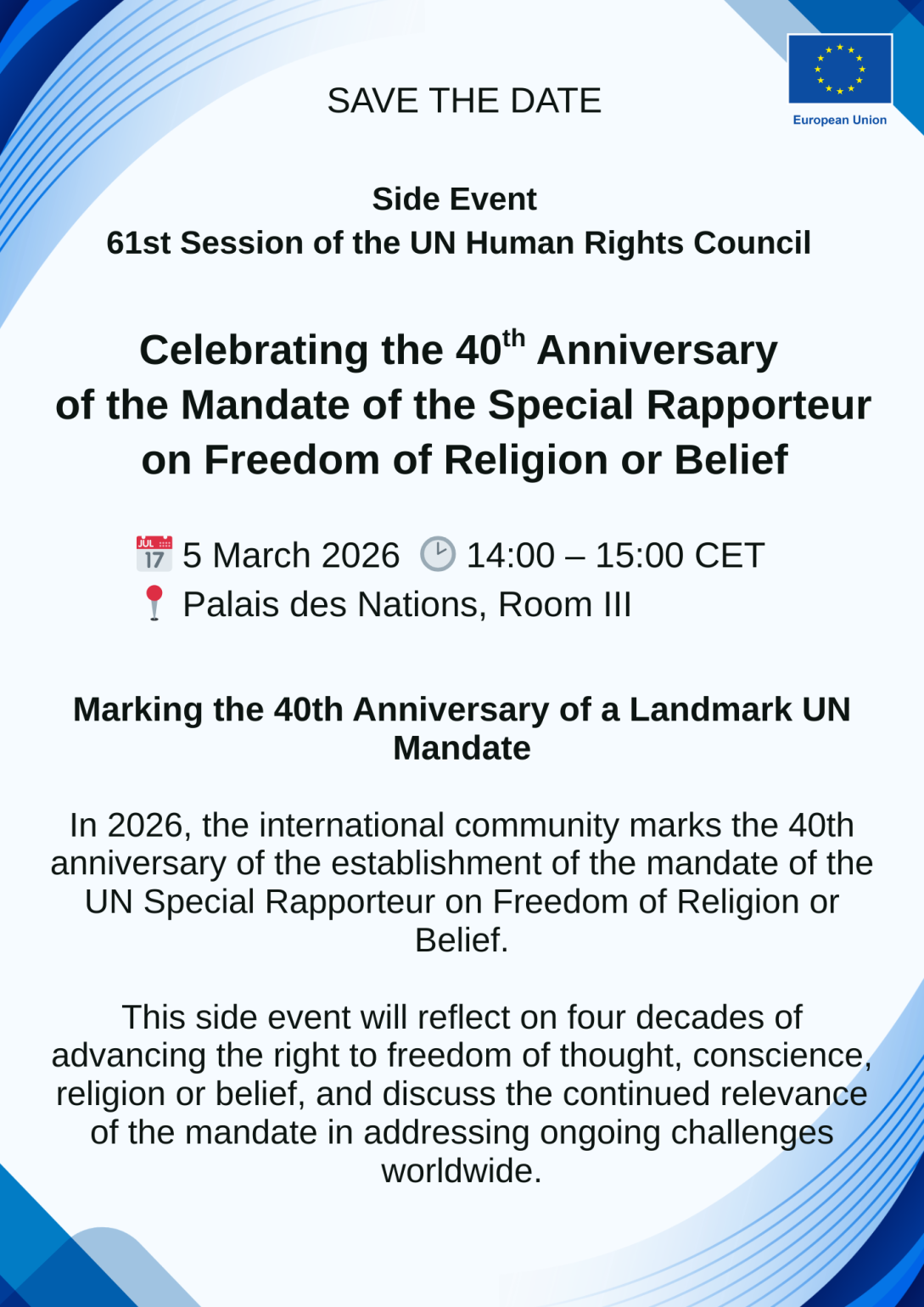 You are kindly invited to the HRC61 side event: Celebrating the 40th Anniversary