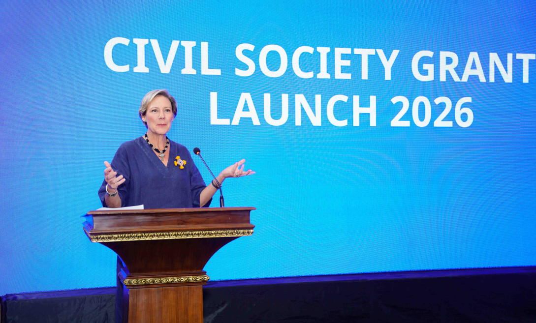 EU Ambassador speaking at the event.